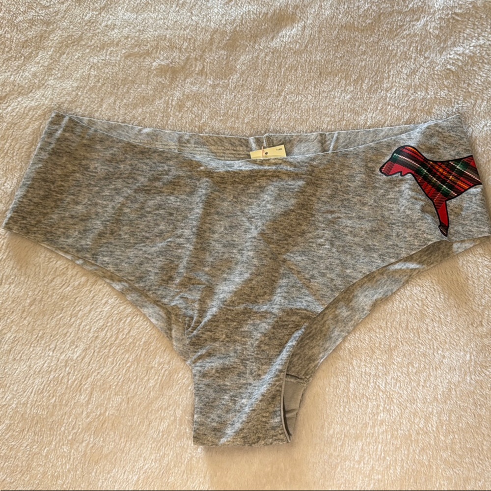 PINK Victoria's Secret Gray and Red Cheekster Panties